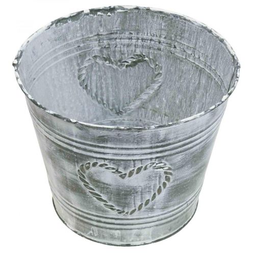 Artikel Blumentopf Shabby Chic Übertopf Metall Herz Ø17,5cm H15,5cm
