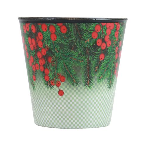 Floristik24 Blumentopf Weihnachten Übertopf Eimer Ilex Ø13cm H11,5cm