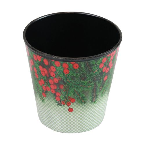 Floristik24 Blumentopf Weihnachten Übertopf Eimer Ilex Ø13cm H11,5cm