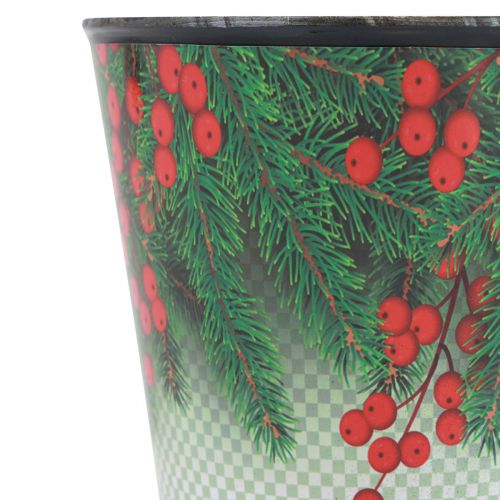 Floristik24 Blumentopf Weihnachten Übertopf Eimer Ilex Ø11cm H10,5cm