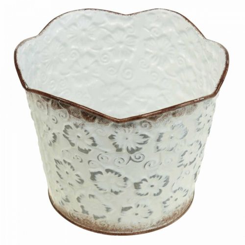 Floristik24 Blumentopf Weiß Metall Übertopf Pflanztopf Ø16cm H12,5cm