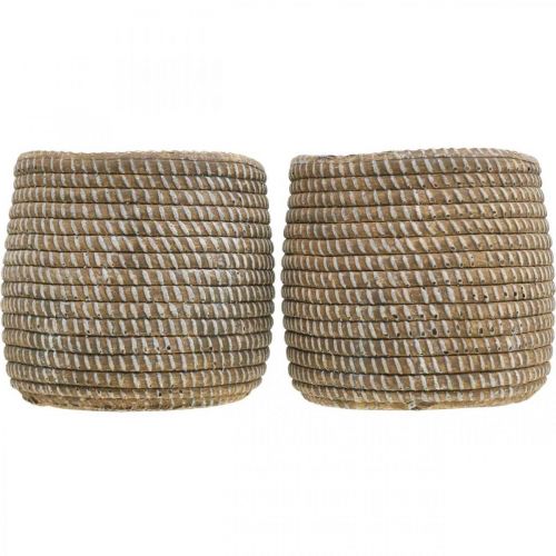 Artikel Boho Blumentopf Übertopf Keramik Flechtoptik Ø9cm H10,5cm 2St