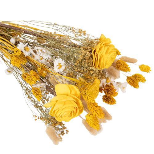 Trockenblumenstrauß mit Rosen aus Sola Holz Eleganter Blumenstrauß für natürliche Dekoration im Zuhause 50cm | Floristik24.de
