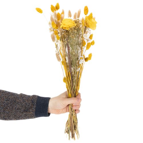 Trockenblumenstrauß mit Rosen aus Sola Holz Eleganter Blumenstrauß für natürliche Dekoration im Zuhause 50cm | Floristik24.de