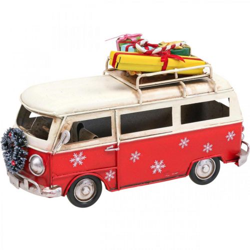 Weihnachtsdeko Auto Weihnachtsbus Vintage Bus Rot L17cm