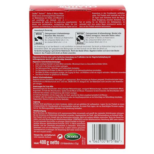 Floristik24 Celaflor Rattolin Ratten & Mäuse Köderblöcke 400g
