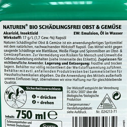 Floristik24 Naturen Schädlingsfrei Obst und Gemüse 750ml