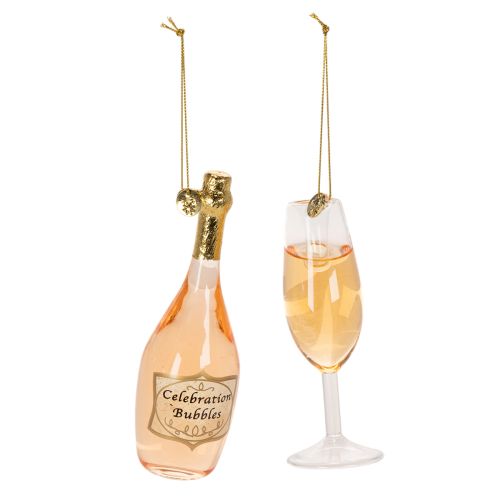 Baumanhänger-Set Sektglas und Sektflasche Weihnachtsdeko 14cm 2St kaufen | Floristik24.de