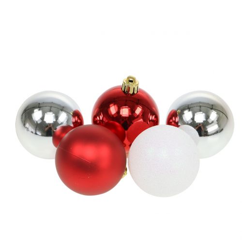 Artikel Weihnachtskugel Mix Weiß, Rot, Silber Ø5,5cm 30St