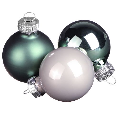Floristik24 Christbaumkugeln aus Glas Grün Perlmuttgrau Ø5cm 24 St