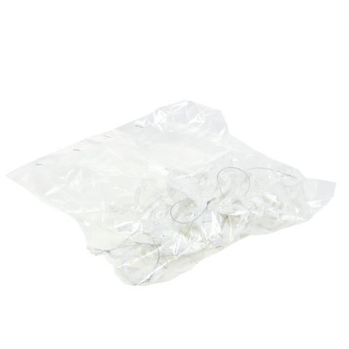 Floristik24 Christbaumschmuck Schleife 9cm mit Glitter Weiß 12St