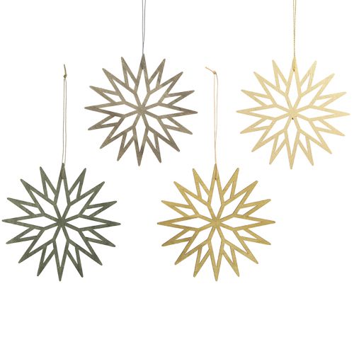 Floristik24 Christbaumschmuck Schneeflocken Deko Holz Grün 15cm 8 St