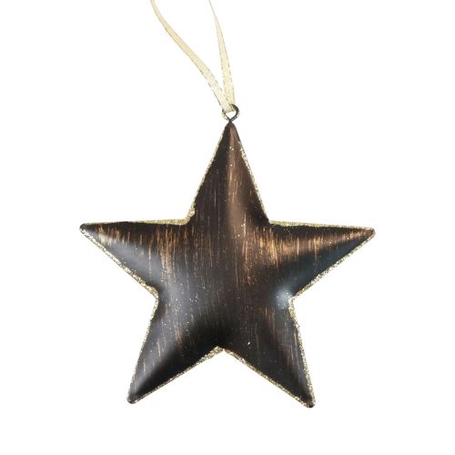 Floristik24 Christbaumschmuck Deko Stern Metall Schwarz Gold Ø11cm 4 St