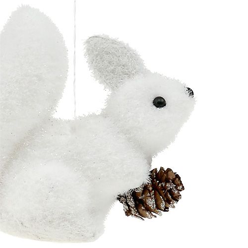Floristik24 Christbaumschmuck Eichhörnchen weiß 7cm 6St