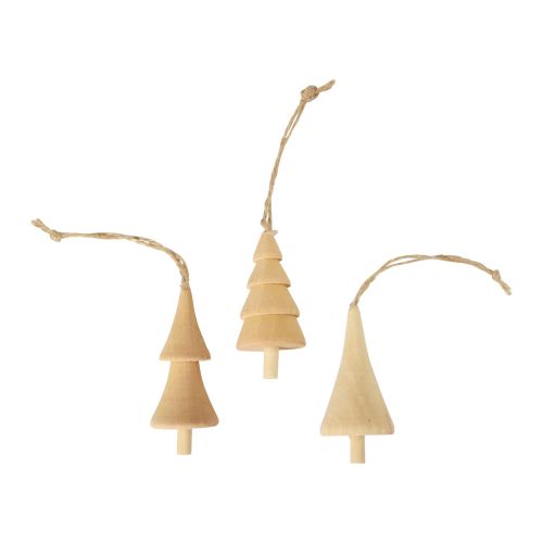 Artikel Christbaumschmuck Holz Tannenbaum, Holz Anhänger Natur 7–8cm 12St