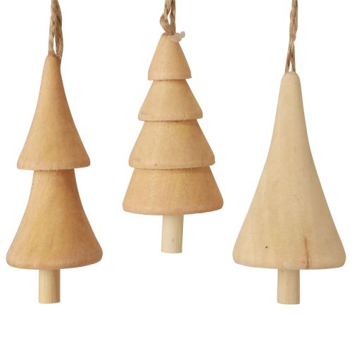 Floristik24 Christbaumschmuck Holz Tannenbaum, Holz Anhänger Natur 7–8cm 12 St