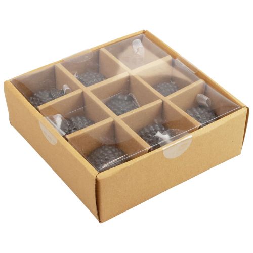 Floristik24 Christbaumschmuck Vintage Glas Deko Blaugrau Ø5cm 9St