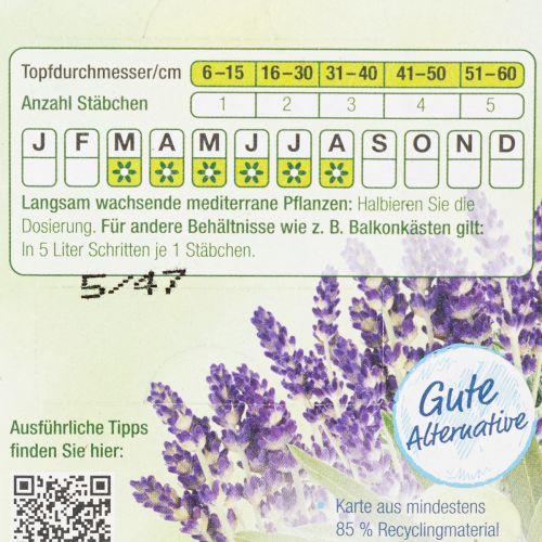Artikel Chrysal Düngestäbchen Lavendel und Olive für die optimale Pflanzenpflege 20St