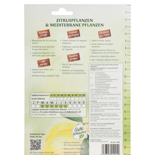 Artikel Chrysal Düngestäbchen Zitruspflanzen & Mediterrane Pflanzen 20 St