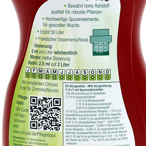 Artikel Chrysal Zimmerpflanzendünger 250ml Stickstoffdünger