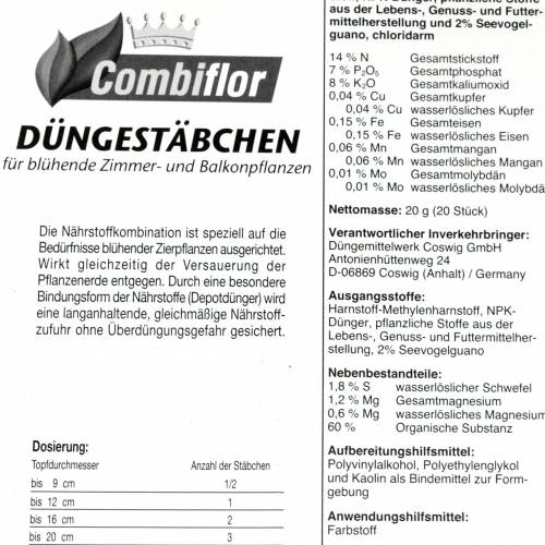 Floristik24 Combiflor Düngestäbchen für Blühpflanzen 20St