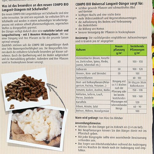 Floristik24 Compo Bio Universal Langzeit-Dünger mit Schafwolle 2kg