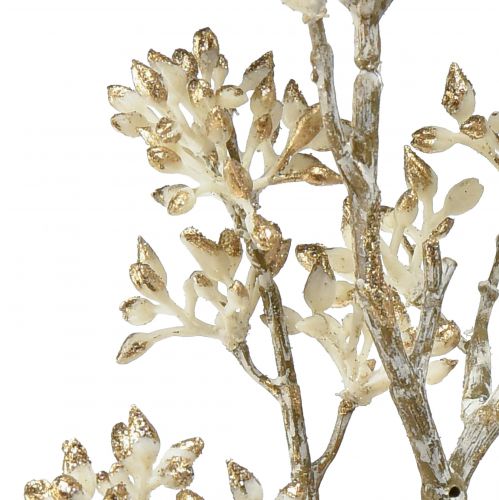 Floristik24 Dekozweig Weiß Gold Cornuszweig Künstlicher Zweig 48cm