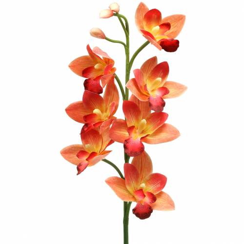 Orchidee Kunstblume Cymbidium Orange 74cm