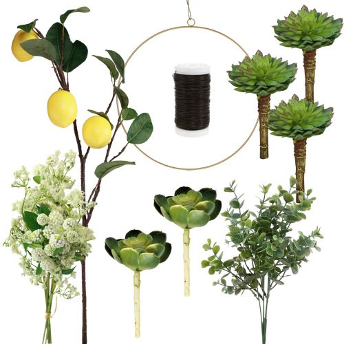 Floristik24 DIY Box Dekoring mit Zitronen Deko zum Hängen Ø40cm