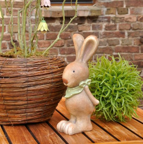 Floristik24 Osterhase mit Halstuch Braun, Grün 26cm 2St