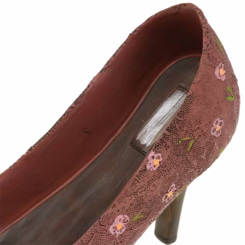 Floristik24 Deko Schuh Pflanzschuh Pump Braun 24cm × 8cm H13,6cm