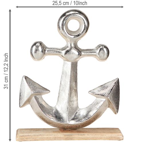 Artikel Deko Anker Metall Holz in Natur Silber 25,5x5,5x31cm