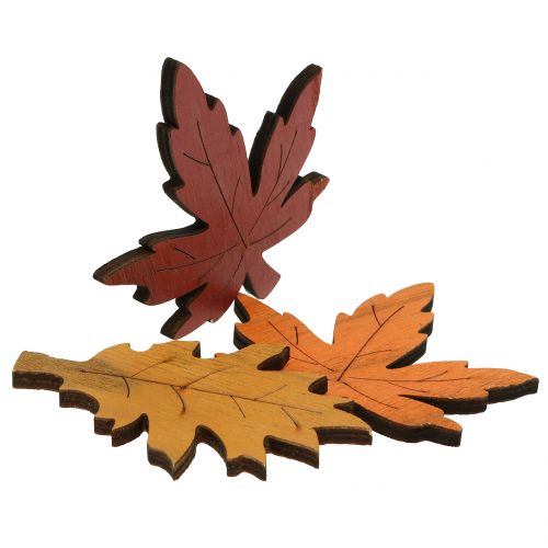 Floristik24 Deko Blatt Mix Holz Gelb, Orange, Dunkelrot 8cm 18 St