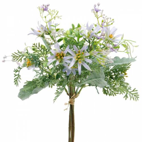 Floristik24 Deko-Blumenstrauß, Seidenblumen Lila, Frühlingsdeko, Künstliche Astern Nelken und Eukalyptus