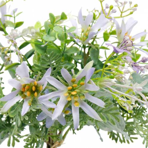 Artikel Deko-Blumenstrauß, Seidenblumen Lila, Frühlingsdeko, Künstliche Astern Nelken und Eukalyptus