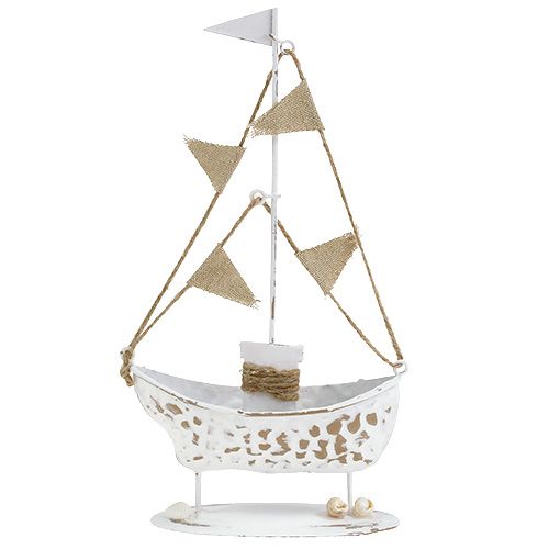 Floristik24 Deko Boot stehend Weiß H22cm