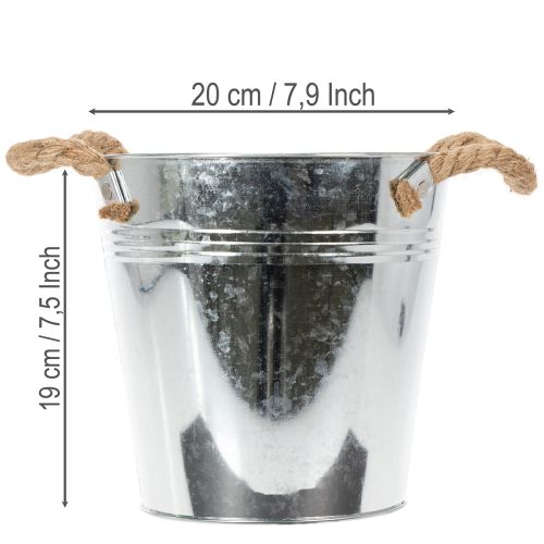 Deko Eimer Blumentopf Metall mit Seilgriffen Ø20cm | Floristik24.de