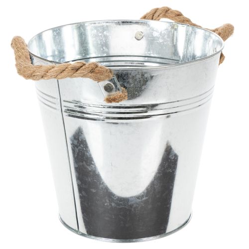 Deko Eimer Blumentopf Metall mit Seilgriffen Ø20cm | Floristik24.de