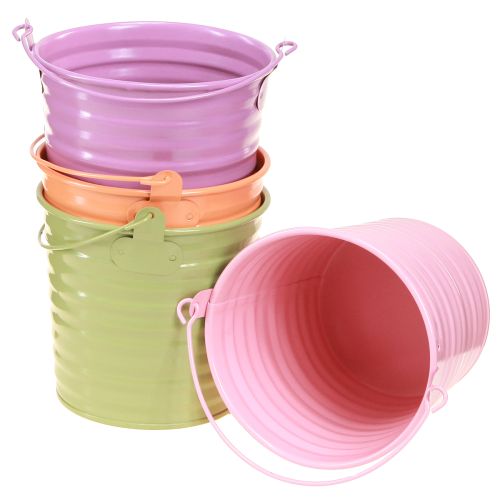 Floristik24 Deko Eimer Metall Pflanztopf Henkel 4 Farben Ø11cm 8 St