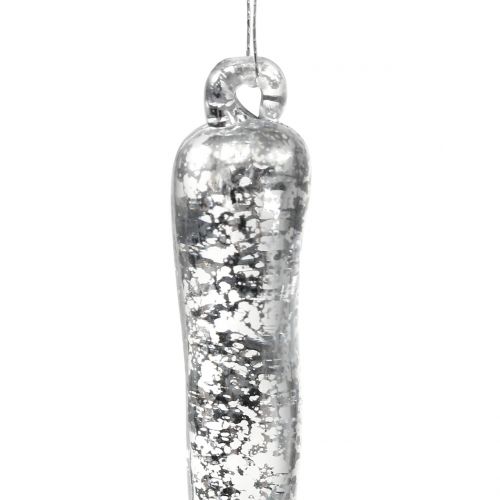 Floristik24 Eiszapfen zur Dekoration transparent, Silber 12,5cm 4St