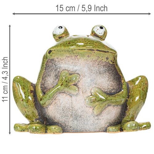 Deko Frosch Keramik Grün Braun Vintage L15,5cm | Floristik24.de