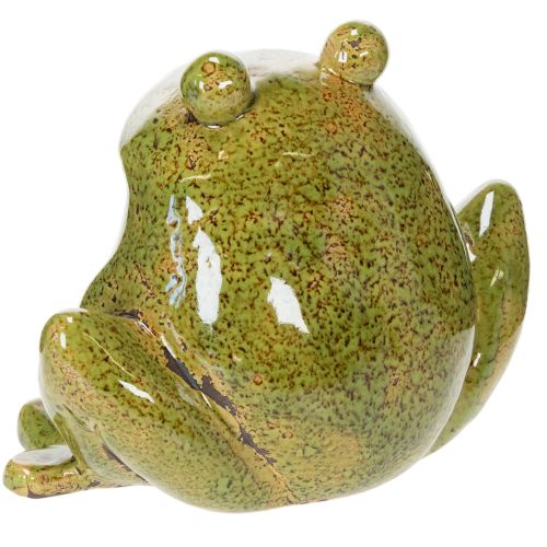 Deko Frosch Keramik Grün Braun Vintage L15,5cm | Floristik24.de