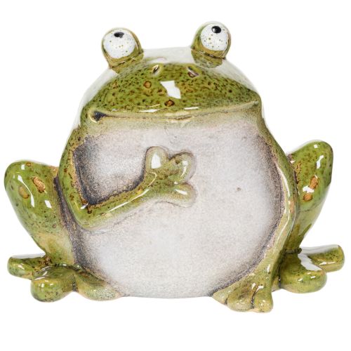 Deko Frosch Keramik Grün Braun Vintage L15,5cm | Floristik24.de