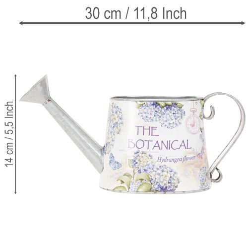 Deko Gießkanne Hortensie Metall Vintage Blumen 30x11x14,5cm | Floristik24.de