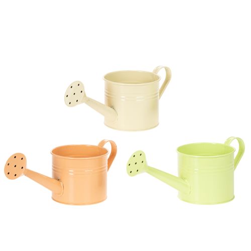 Deko Gießkanne Set in Pastell Lachs, Grün, Gelbgrün - Metall Übertopf Ø11cm H10cm 8 Stück kaufen | Floristik24.de