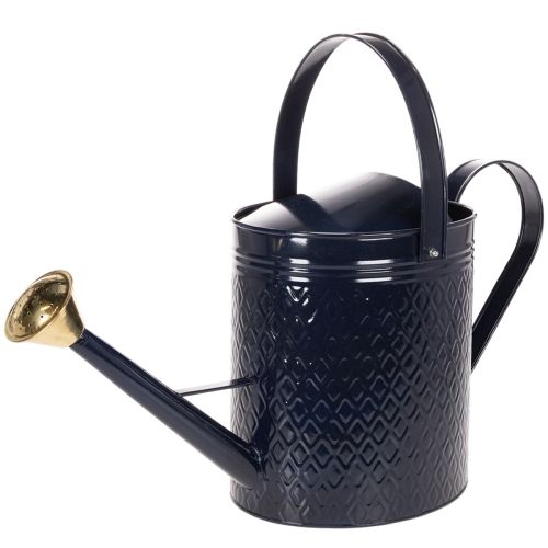 Deko Gießkanne Vintage Blau Gold Karo Metall Retro-Design für Innenraum Gartenbalkon 65cm kaufen | Floristik24.de