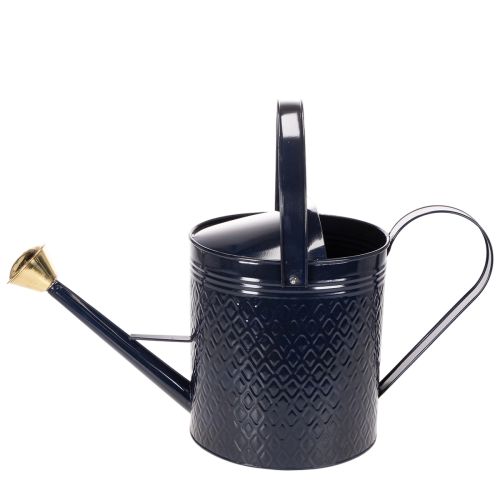 Deko Gießkanne Vintage Blau Gold Karo Metall Retro-Design für Innenraum Gartenbalkon 65cm | Floristik24.de