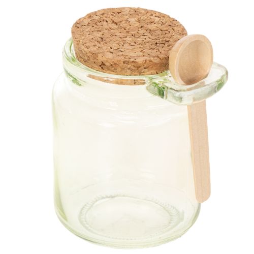 Deko Glas mit Korkdeckel und Löffel Grün Ø7cm H10cm 2St | Floristik24.de