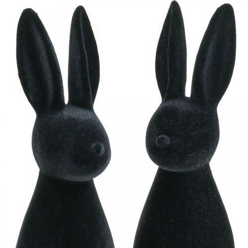 Floristik24 Deko Hase Schwarz – 2. Wahl – Deko-Osterhase Beflockt H29,5cm 2 St