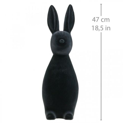 Floristik24 Deko Hase Schwarz – 2. Wahl – Deko-Osterhase Beflockt H47cm